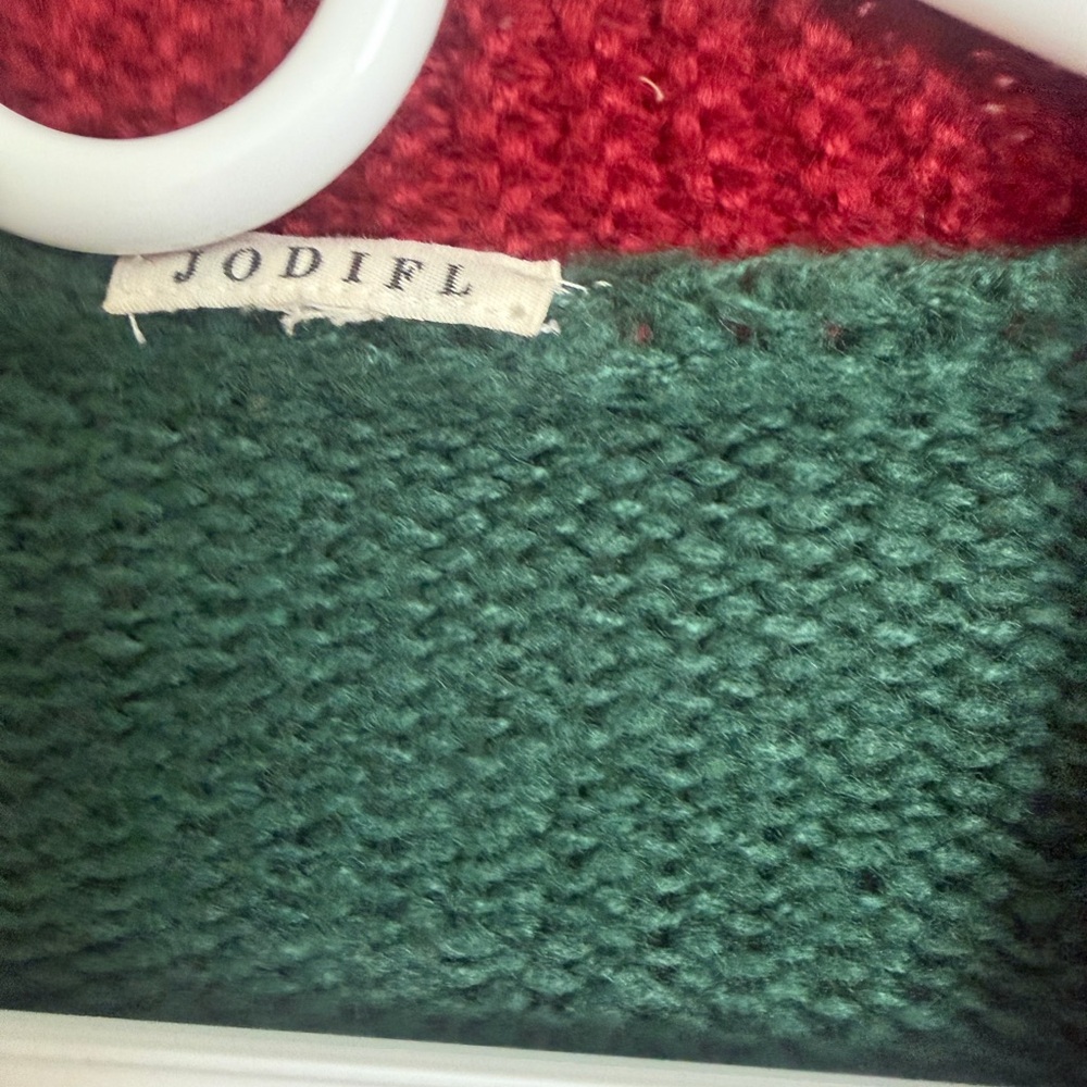 JODIFL Green and Red Women's Sweater with Bear Accents - Picture 8 of 10